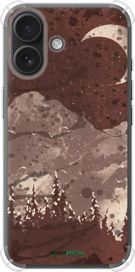 Силикон с усиленными углами чехол С изображением лунного пейзажа в ночном лесу для Apple iPhone 16 - 6546sp-3709 изображение 