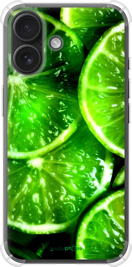 Силикон с усиленными углами чехол Зелёные дольки лимона для Apple iPhone 16 - 852sp-3709 изображение 