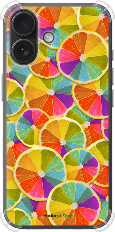 Силикон с усиленными углами чехол Разноцветные дольки лимона для Apple iPhone 16 - 861sp-3709 изображение 