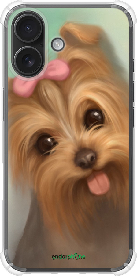 Силикон с усиленными углами чехол Нарисованный йоркширский терьер для Apple iPhone 16 - 928sp-3709 изображение 