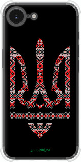 Силіконовий протиударний с посиленими кутами чехол Герб - вишиванка на чорному фоні для Apple iPhone 16e - 1196sp-3971 изображение 