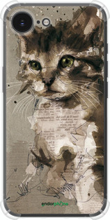 Силикон с усиленными углами чехол Котёнок из пятен и линий для Apple iPhone 16e - 119sp-3971 изображение 