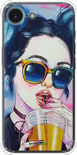 Силикон с усиленными углами чехол Арт-девушка в очках для Apple iPhone 16e - 3994sp-3971 изображение 