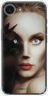 Силикон с усиленными углами чехол Взгляд женщины и кошки для Apple iPhone SE 4 - 4041sp-3652 изображение 