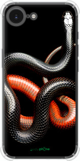 Силикон с усиленными углами чехол Красно-черная змея на черном фоне для Apple iPhone 16e - 4063sp-3971 изображение 