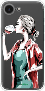 Силикон с усиленными углами чехол Девушка с бокалом для Apple iPhone SE 4 - 4662sp-3652 изображение 