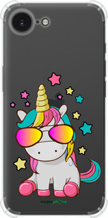 Силикон с усиленными углами чехол Единорог в очках для Apple iPhone 16e - 4879sp-3971 изображение 