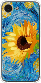 Силіконовий протиударний с посиленими кутами чехол Квіти жовто-блакитні  для Apple iPhone SE 4 - 5308sp-3652 изображение 