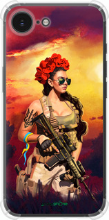 Силикон с усиленными углами чехол Украинка с оружием для Apple iPhone SE 4 - 5316sp-3652 изображение 