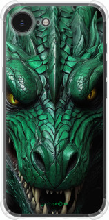 Силикон с усиленными углами чехол Зелёный дракон v2 для Apple iPhone 16e - 5817sp-3971 изображение 