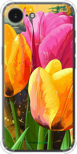 Силикон с усиленными углами чехол Нарисованные тюльпаны для Apple iPhone SE 4 - 5990sp-3652 изображение 