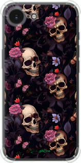 Силикон с усиленными углами чехол Черепа и розы для Apple iPhone SE 4 - 6316sp-3652 изображение 