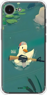 Силіконовий протиударний с посиленими кутами чехол Каченя з автоматом для Apple iPhone SE 4 - 6356sp-3652 изображение 