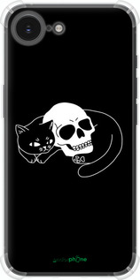 Силіконовий протиударний с посиленими кутами чехол Із зображенням кота та черепа для Apple iPhone SE 4 - 6491sp-3652 изображение 