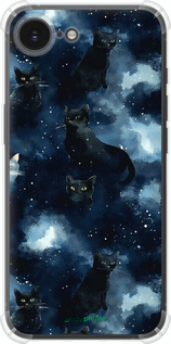 Силіконовий протиударний с посиленими кутами чехол Зображення котиків з темною аквареллю для Apple iPhone SE 4 - 6521sp-3652 изображение 