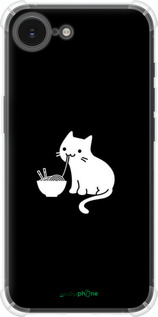 Силикон с усиленными углами чехол С милым котом на черном фоне для Apple iPhone SE 4 - 6528sp-3652 изображение 