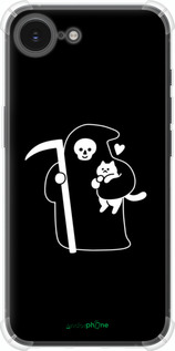 Силикон с усиленными углами чехол Минималистичный арт: смерть и кошка для Apple iPhone SE 4 - 6529sp-3652 изображение 