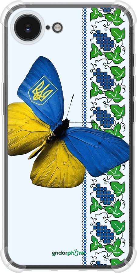 Силіконовий протиударний с посиленими кутами чехол Жовто-блакитний метелик  для Apple iPhone 16e - 1054sp-3971 изображение 