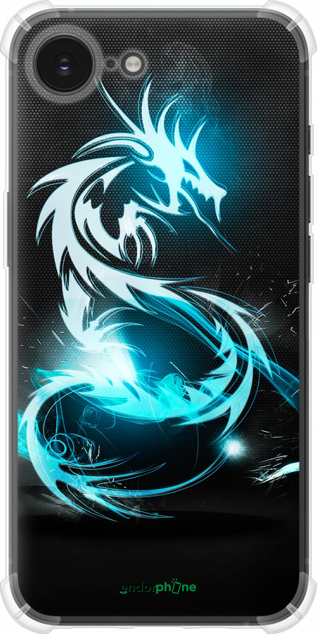 Силіконовий протиударний с посиленими кутами чехол Біло-блакитний вогненний дракон для Apple iPhone 16e - 113sp-3971 изображение 