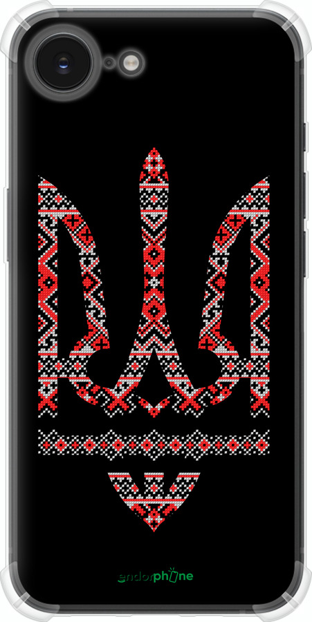 Силіконовий протиударний с посиленими кутами чехол Герб - вишиванка на чорному фоні для Apple iPhone 16e - 1196sp-3971 изображение 