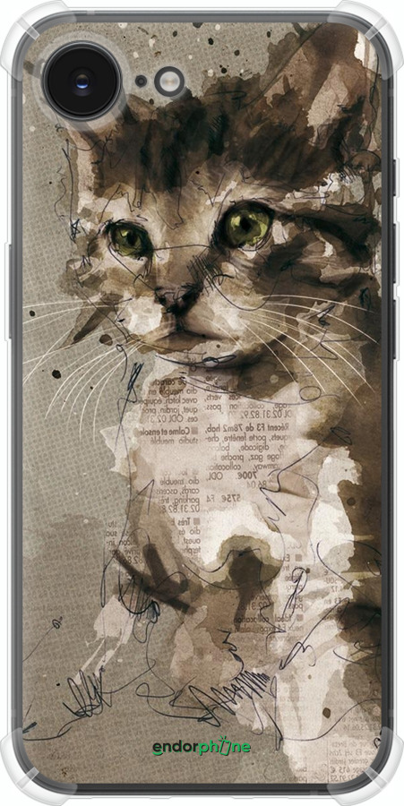 Силикон с усиленными углами чехол Котёнок из пятен и линий для Apple iPhone 16e - 119sp-3971 изображение 