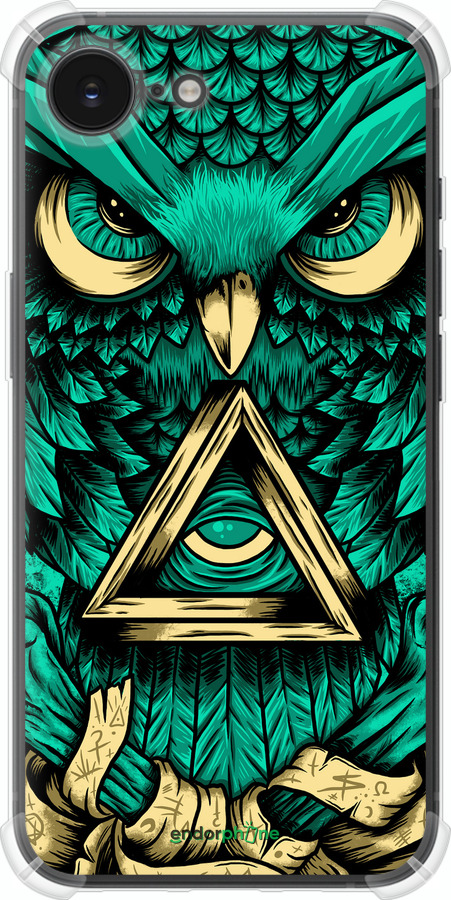 Силикон с усиленными углами чехол Сова Арт-тату для Apple iPhone SE 4 - 3971sp-3652 изображение 