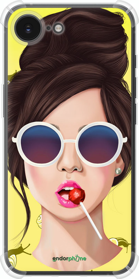 Силикон с усиленными углами чехол Девушка с чупа-чупсом для Apple iPhone SE 4 - 3979sp-3652 изображение 