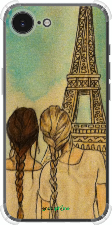 Силикон с усиленными углами чехол Девушки в Париже для Apple iPhone SE 4 - 3980sp-3652 изображение 