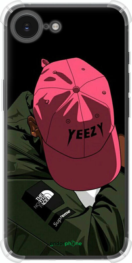 Силіконовий протиударний с посиленими кутами чехол logo de yeezy для Apple iPhone SE 4 - 3995sp-3652 изображение 