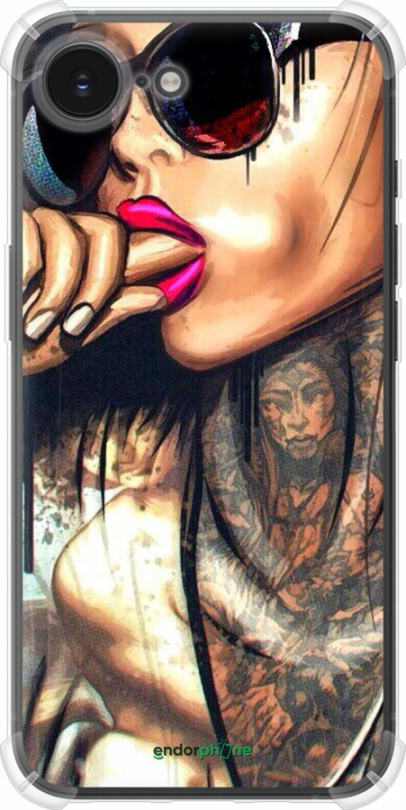 Силіконовий протиударний с посиленими кутами чехол Дівчина в тату для Apple iPhone SE 4 - 4001sp-3652 изображение 