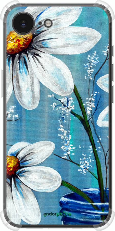 Силикон с усиленными углами чехол Красивые арт-ромашки для Apple iPhone SE 4 - 4031sp-3652 изображение 