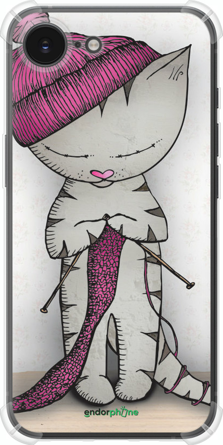 Силикон с усиленными углами чехол Кошка рукодельница для Apple iPhone 16e - 4056sp-3971 изображение 