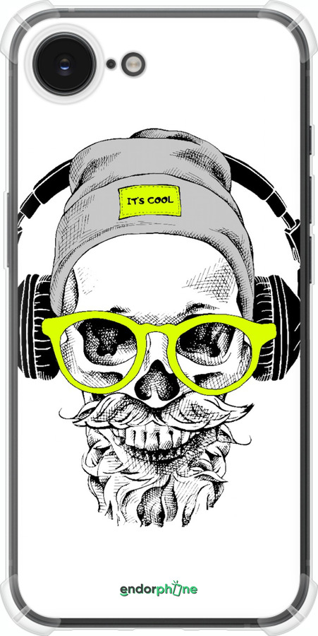 Силикон с усиленными углами чехол Череп в очках и наушниках для Apple iPhone 16e - 4144sp-3971 изображение 