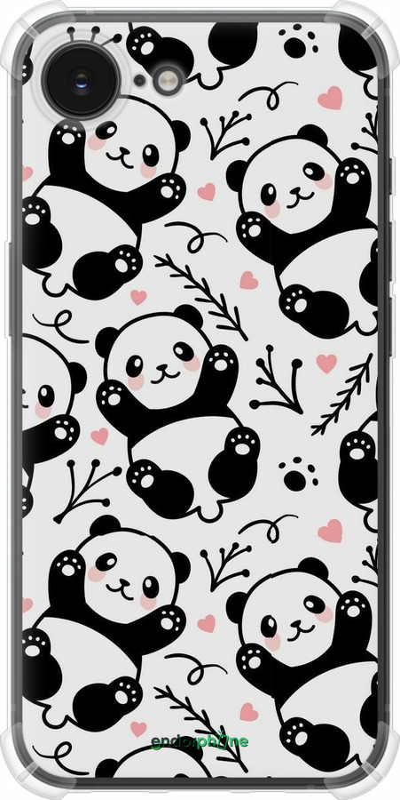 Силикон с усиленными углами чехол Панды для Apple iPhone 16e - 4318sp-3971 изображение 