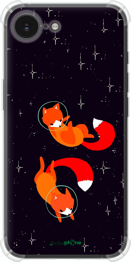 Силикон с усиленными углами чехол Лисички в космосе для Apple iPhone SE 4 - 4519sp-3652 изображение 