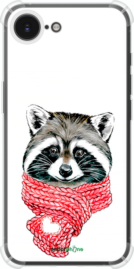 Силіконовий протиударний с посиленими кутами чехол Єнот в шарфі для Apple iPhone SE 4 - 4688sp-3652 изображение 