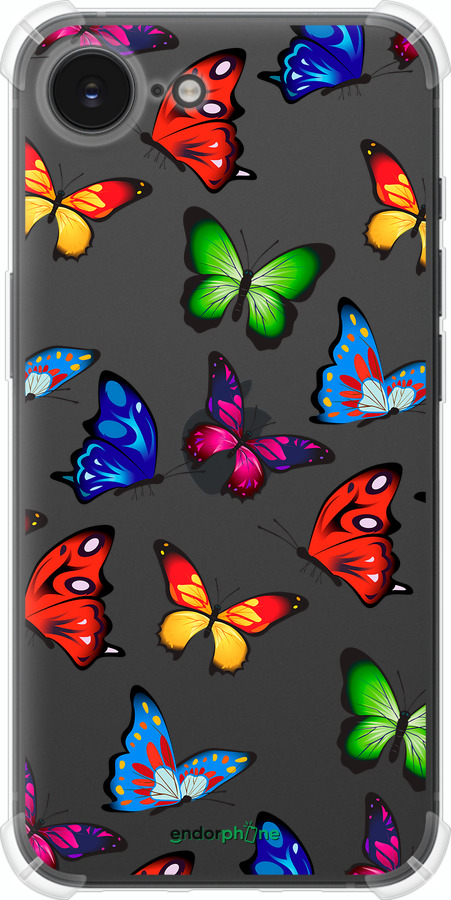 Силикон с усиленными углами чехол Красочные мотыльки для Apple iPhone SE 4 - 4761sp-3652 изображение 