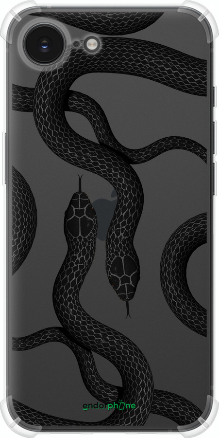 Силіконовий протиударний с посиленими кутами чехол Змії для Apple iPhone SE 4 - 5473sp-3652 изображение 