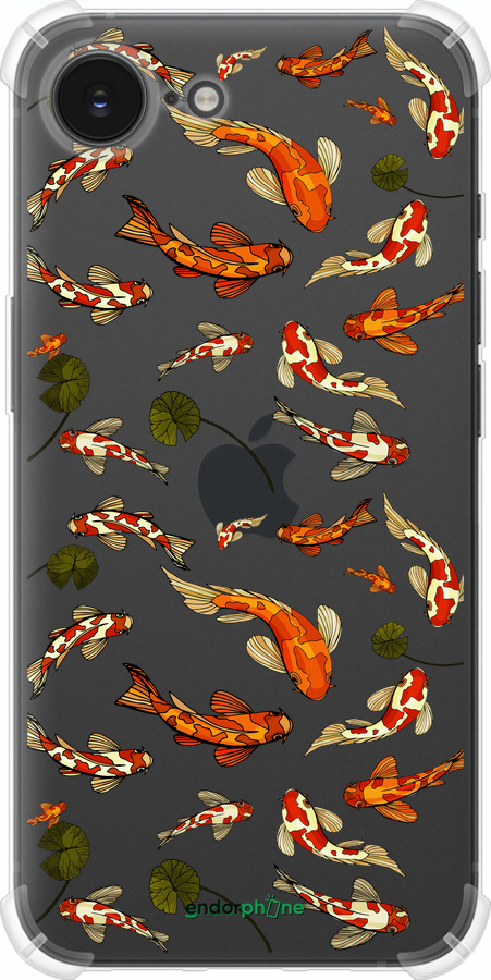 Силикон с усиленными углами чехол Рыбы Кои для Apple iPhone 16e - 5535sp-3971 изображение 