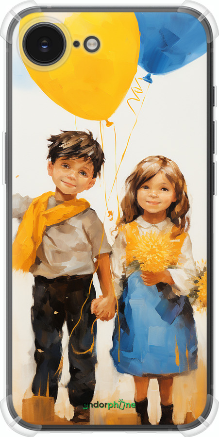 Силикон с усиленными углами чехол Дети с шариками для Apple iPhone 16e - 5659sp-3971 изображение 