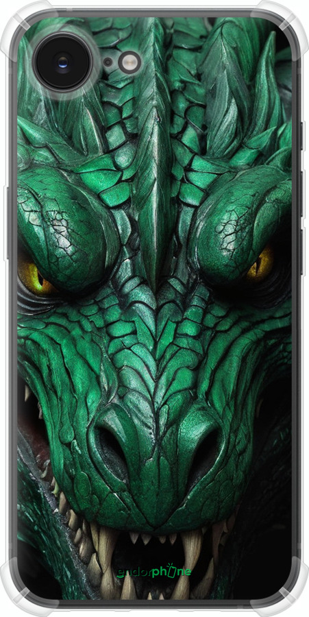 Силикон с усиленными углами чехол Зелёный дракон v2 для Apple iPhone 16e - 5817sp-3971 изображение 
