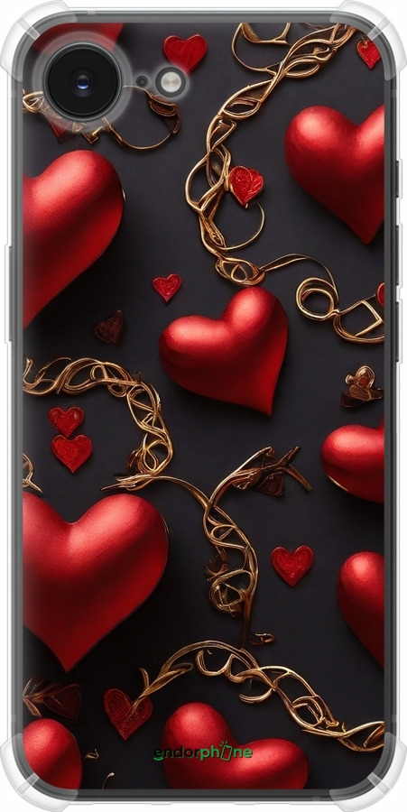 Силикон с усиленными углами чехол Сердечки для Apple iPhone SE 4 - 5831sp-3652 изображение 