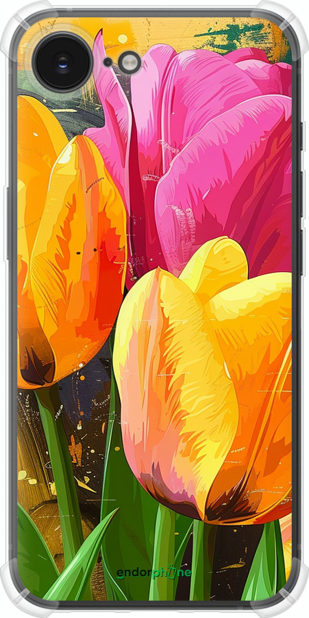 Силикон с усиленными углами чехол Нарисованные тюльпаны для Apple iPhone SE 4 - 5990sp-3652 изображение 