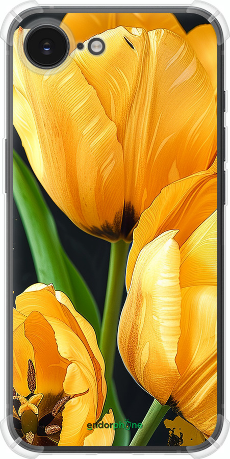 Силикон с усиленными углами чехол Желтые тюльпаны для Apple iPhone 16e - 5991sp-3971 изображение 