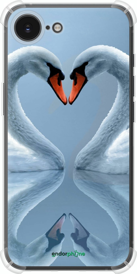 Силикон с усиленными углами чехол Лебеди для Apple iPhone 16e - 6007sp-3971 изображение 