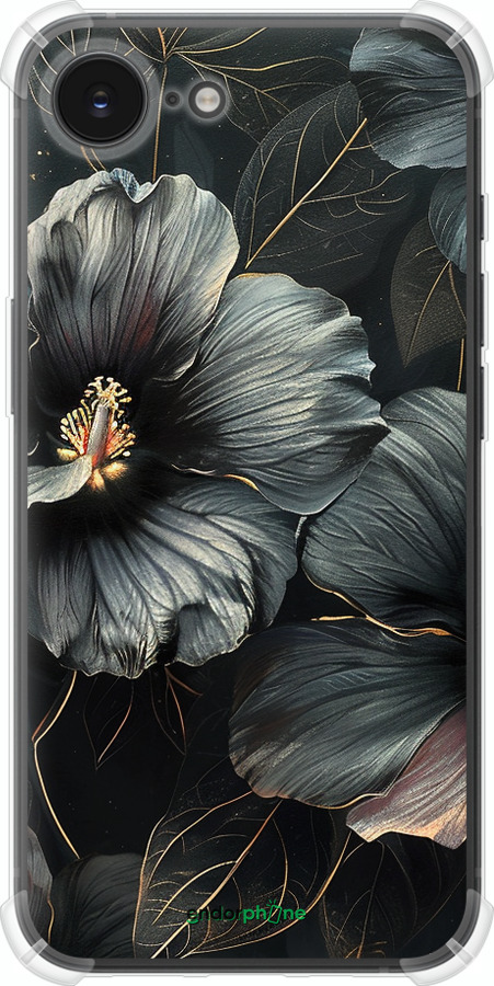 Силикон с усиленными углами чехол Черные цветы для Apple iPhone SE 4 - 6031sp-3652 изображение 