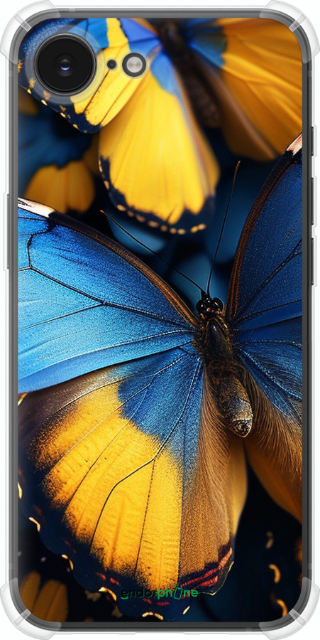 Силикон с усиленными углами чехол Желто-голубые бабочки для Apple iPhone SE 4 - 6046sp-3652 изображение 