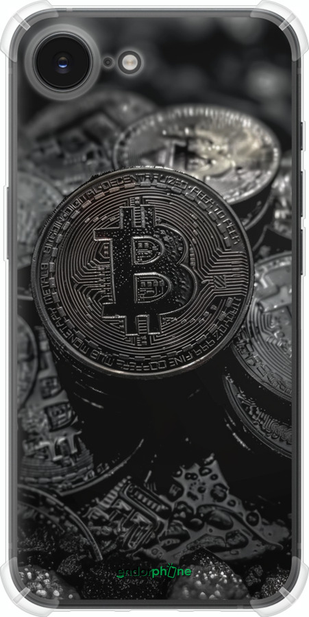Силіконовий протиударний с посиленими кутами чехол Black Bitcoin для Apple iPhone SE 4 - 6090sp-3652 изображение 