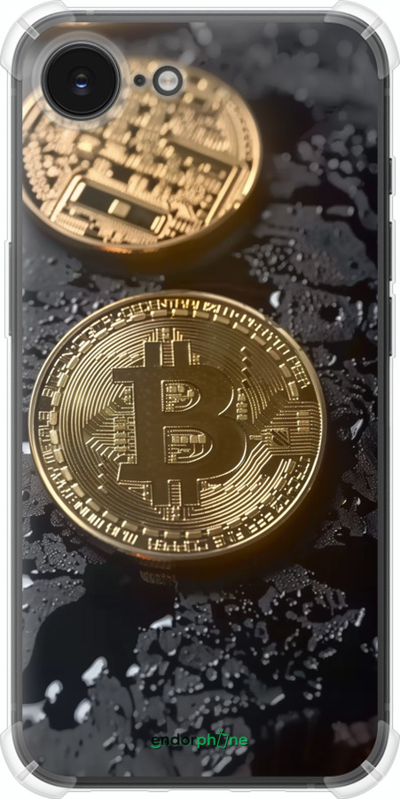 Силикон с усиленными углами чехол Вулканический Bitcoin для Apple iPhone 16e - 6092sp-3971 изображение 