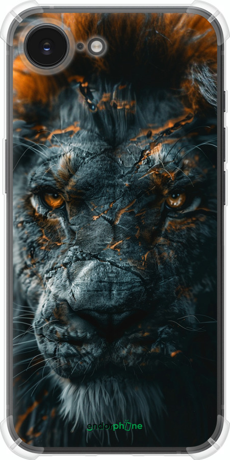 Силикон с усиленными углами чехол Пламенный лев для Apple iPhone 16e - 6153sp-3971 изображение 